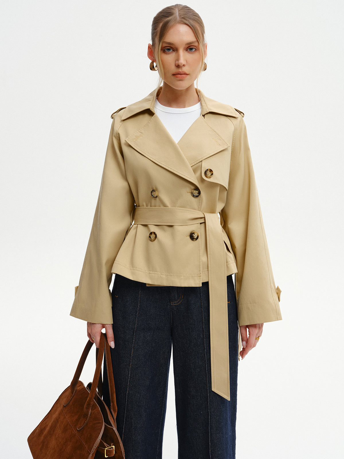 Double-Breasted Belted Trench Coat