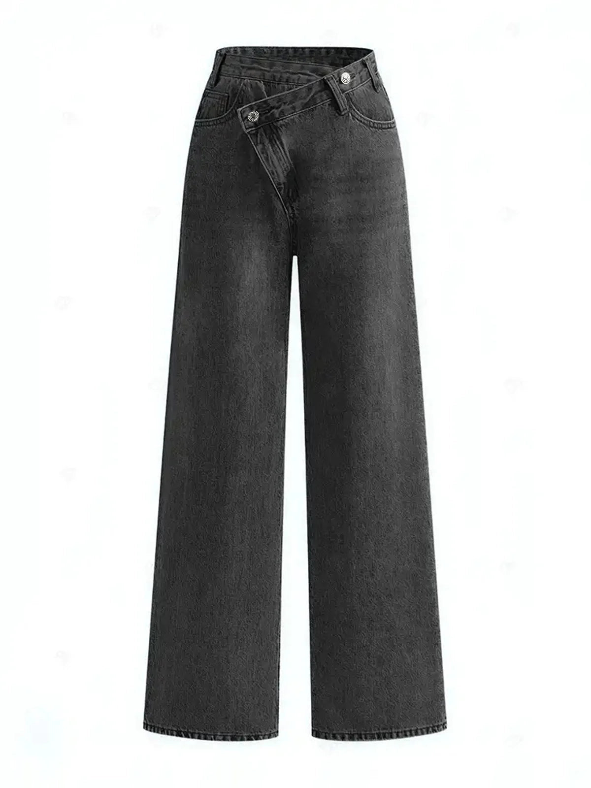 Asymmetric Waist Wide-Leg Jeans