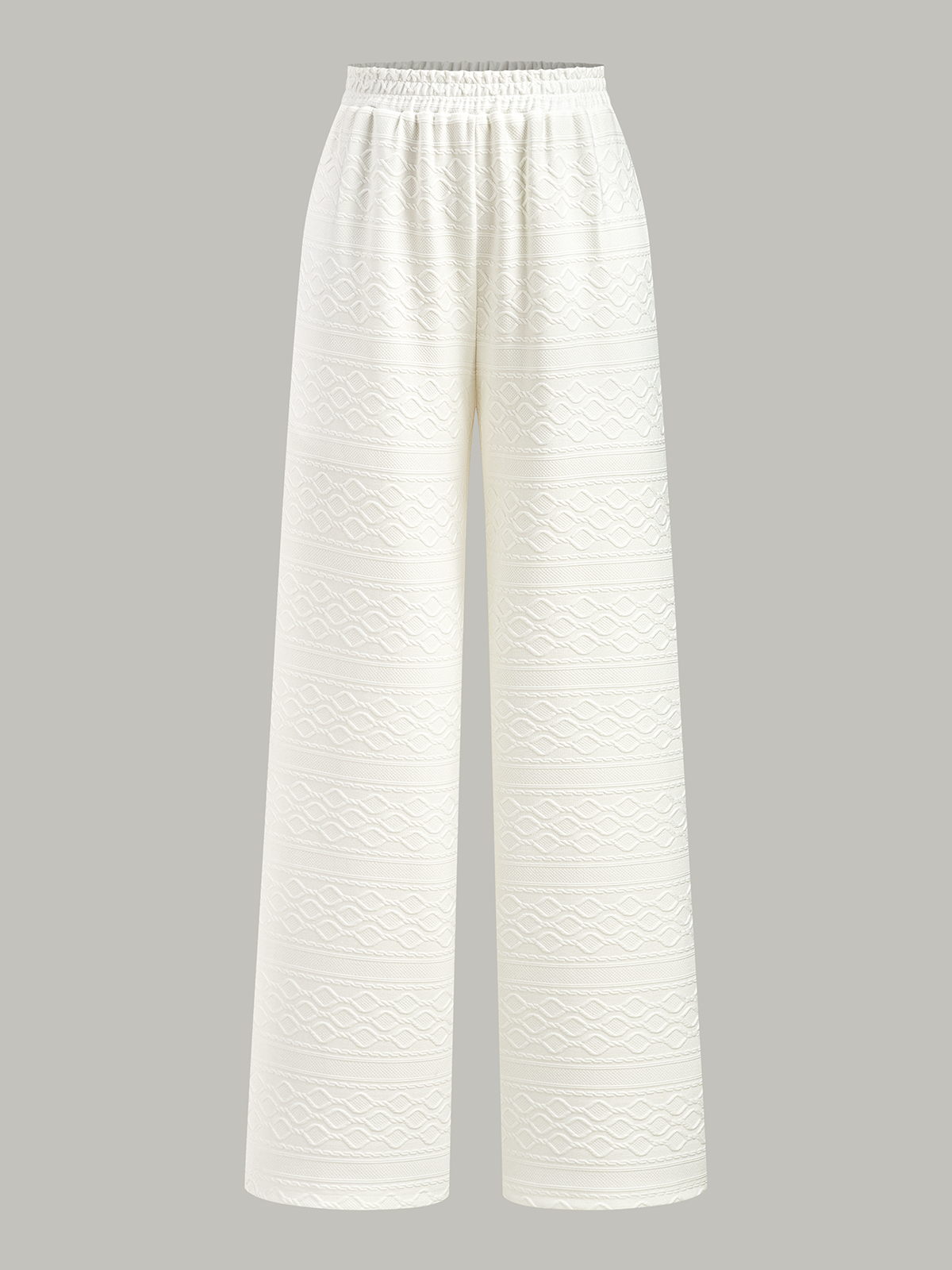 Textured Wide-Leg Pants with Elastic Waist